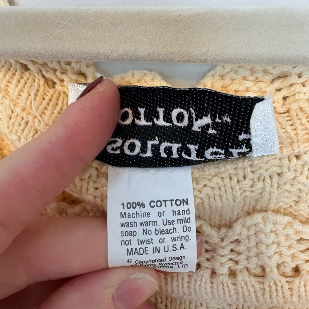 Vintage Absolutely Cotton Yellow Knit Sweater 90s Grandma core Womens XL - Picture 5 of 10